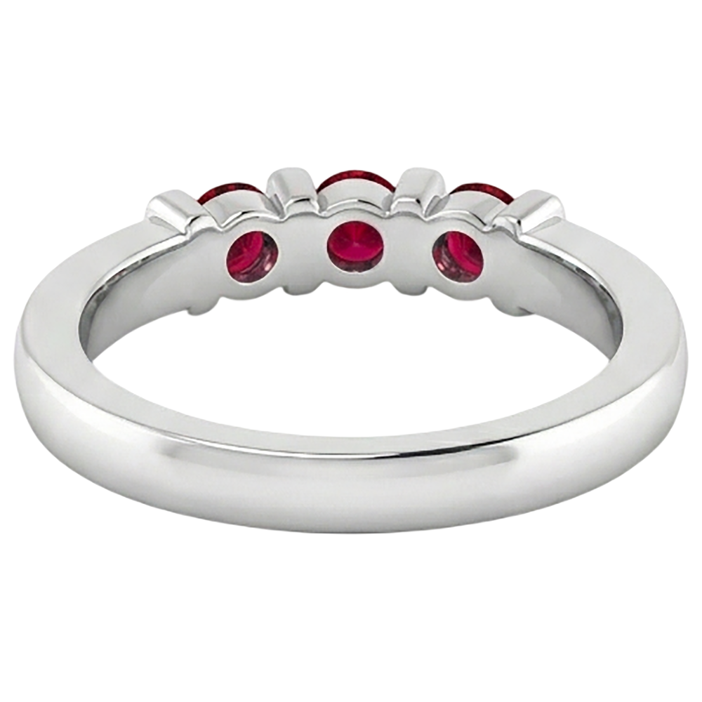 Three Stone Burma Ruby Ring 0.90 Carats Bar Setting Jewelry New