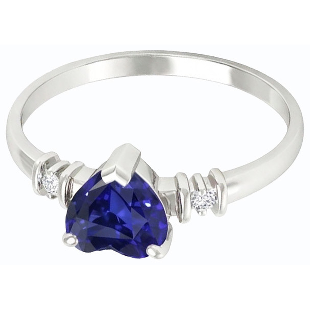 Three Stone Ceylon Sapphire Ring & Small Round Natural Earth Mined Diamond ( Not Lab Grown )s 1.25 Carats