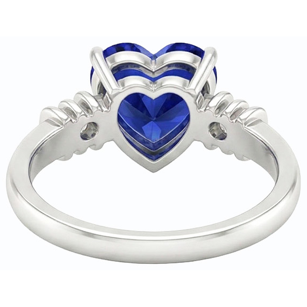 Three Stone Ceylon Sapphire Ring & Small Round Natural Earth Mined Diamond ( Not Lab Grown )s 1.25 Carats