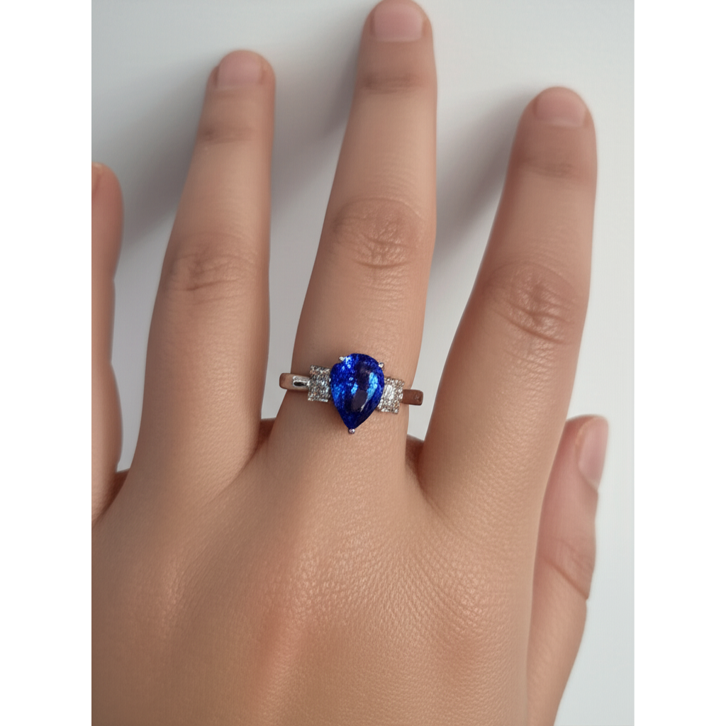 Three Stone Ceylon Sapphire With Natural Earth Mined Diamond ( Not Lab Grown )s 3.50 Ct Ring White Gold