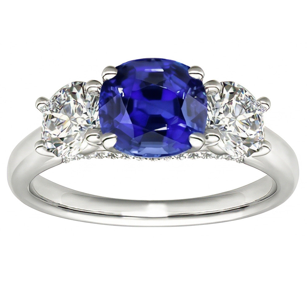 natural round sapphire 2.50ct ring side angle