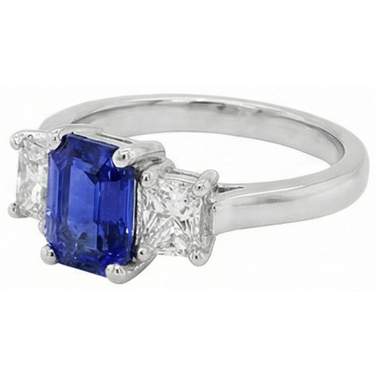 natural emerald sapphire 2ct ring front view