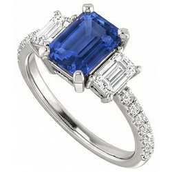 Natural Sapphire Ring 4.50ct - White Gold 14K