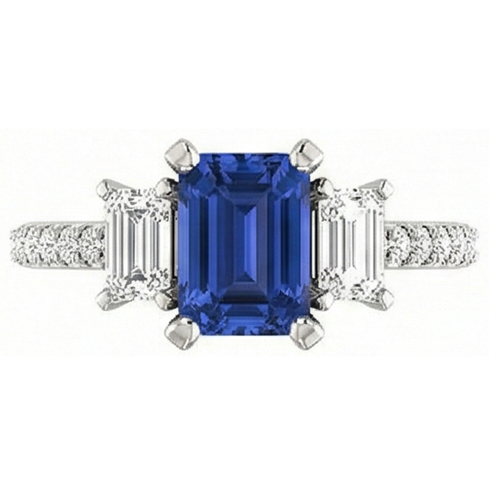 natural emerald sapphire 4.50ct ring close up detail