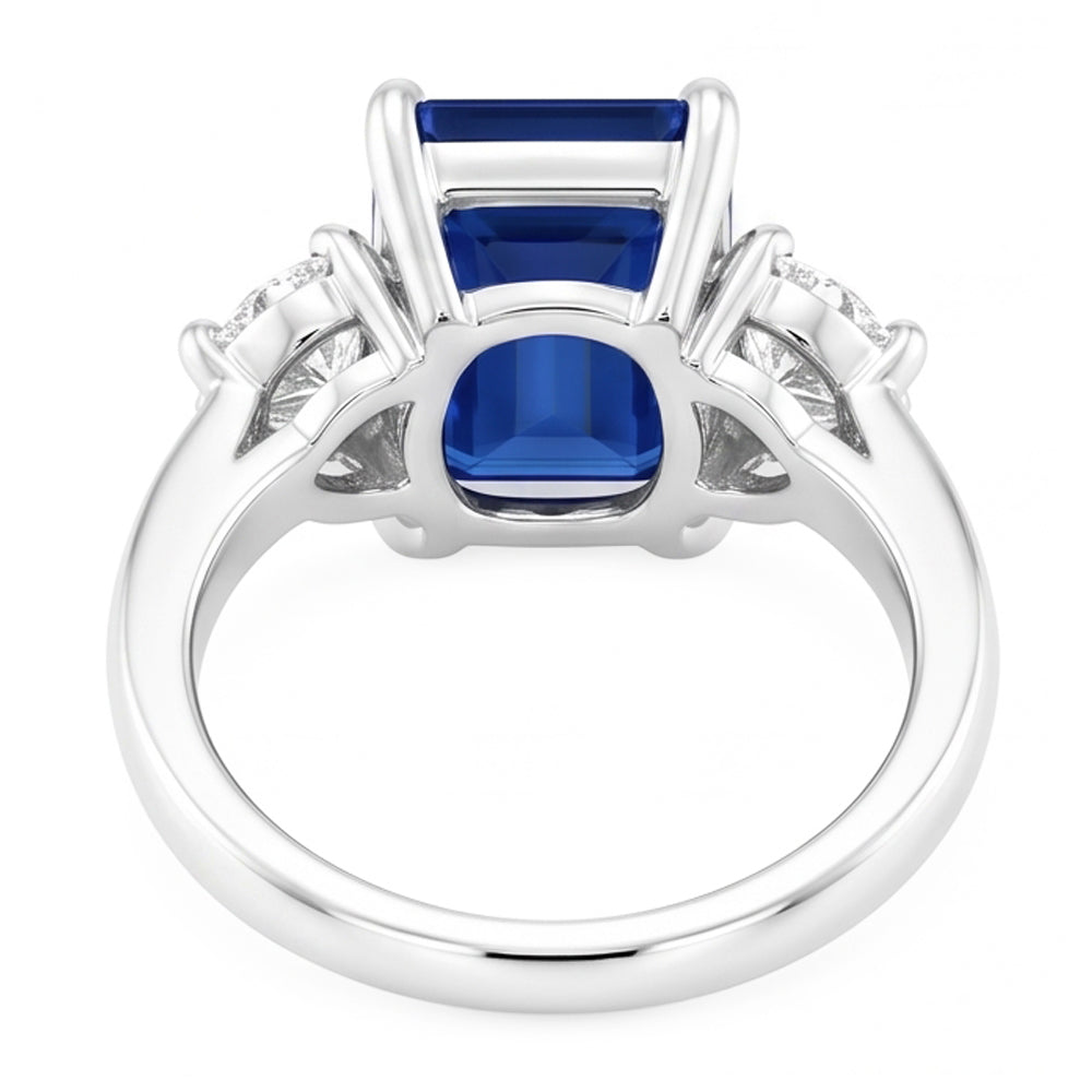 Three Stone Engagement Ring Emerald Sri Lankan Sapphire 2.50 Carats