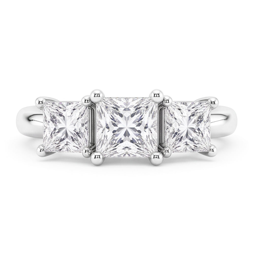 Three Stone Genuine Natural Earth Mined Diamond ( Not Lab Grown )  Engagement Ring 4 Carats White Gold 14K