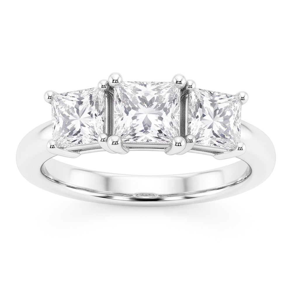 Three Stone Genuine Natural Earth Mined Diamond ( Not Lab Grown )  Engagement Ring 4 Carats White Gold 14K