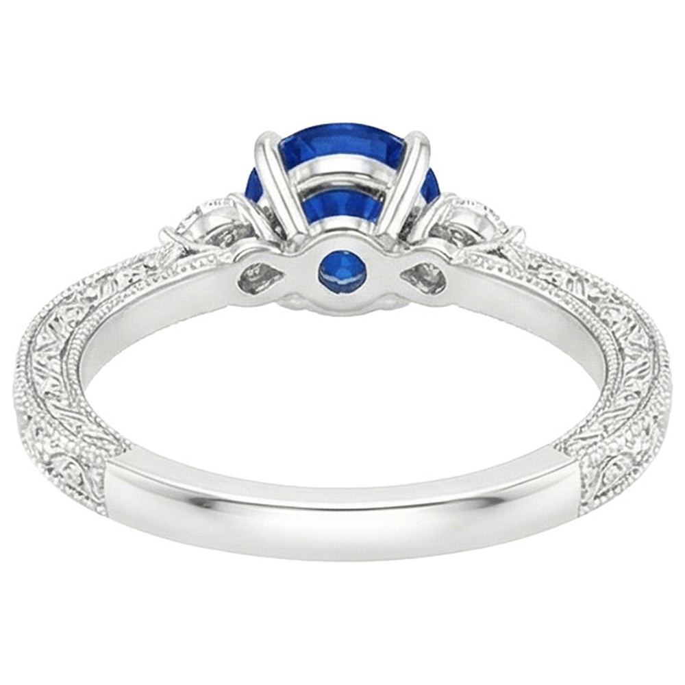 natural round sapphire 2.50ct ring on white background