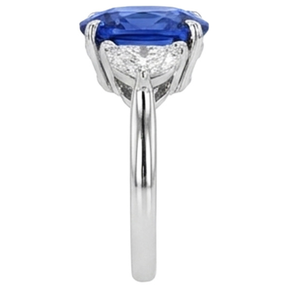 Three Stone Natural Earth Mined Diamond ( Not Lab Grown ) & Blue Sapphire Engagement Ring 8 Carats Gold 14K