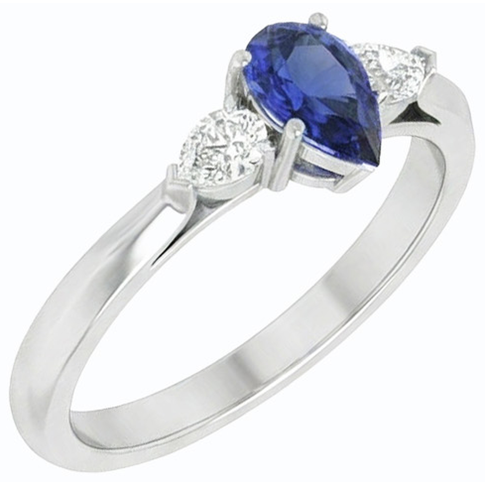 natural pear sapphire 1.25ct ring side angle