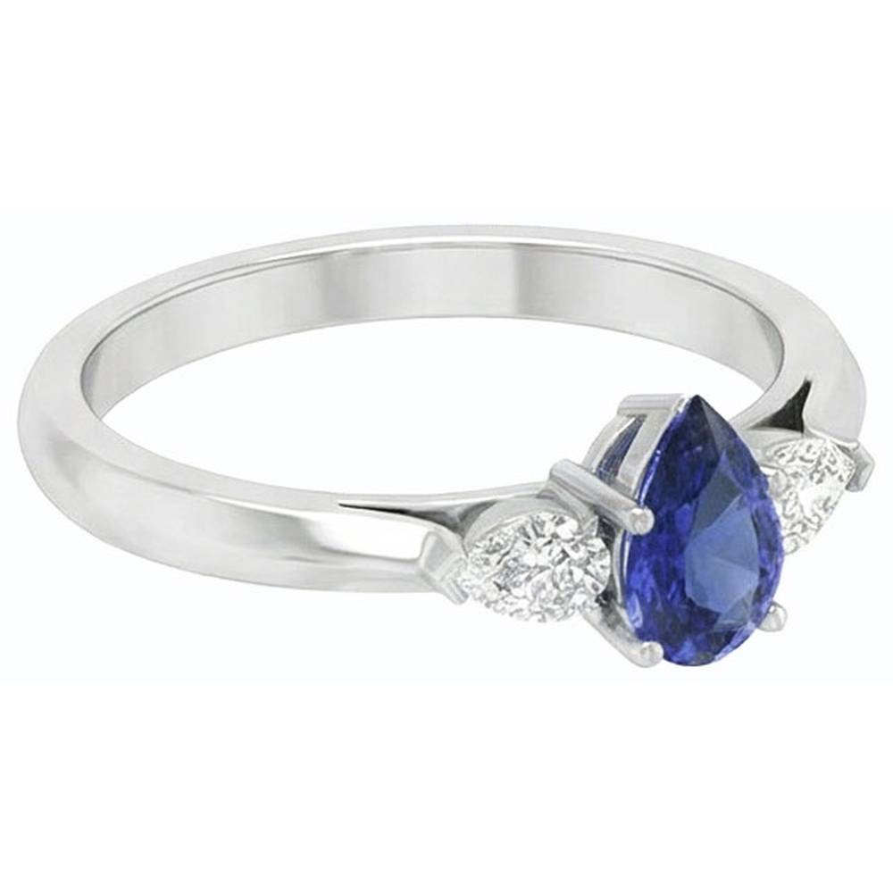 natural pear sapphire 1.25ct ring top view