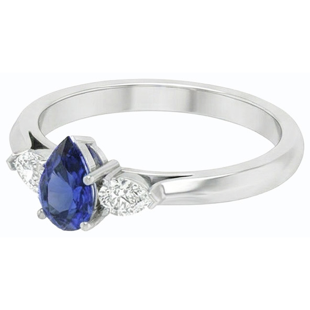 natural pear sapphire 1.25ct ring profile view