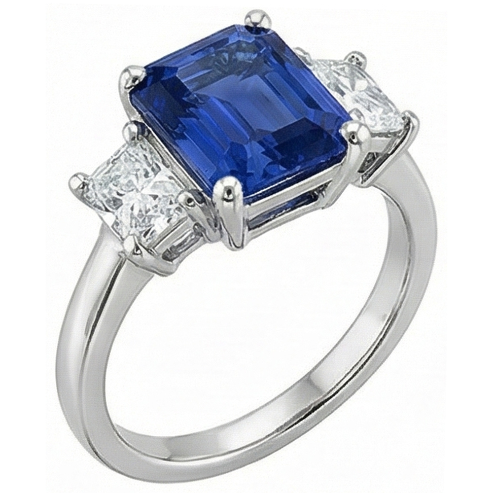 natural emerald sapphire 2.50ct ring top view