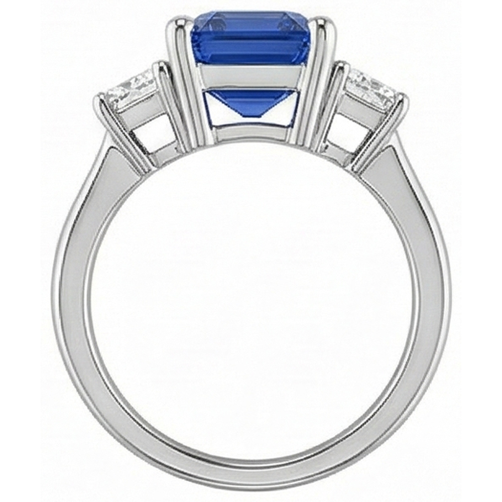 natural emerald sapphire 2.50ct ring on white background