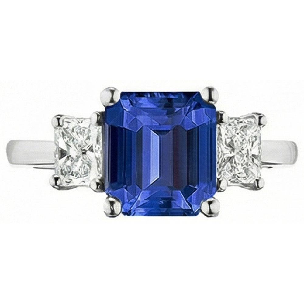 natural emerald sapphire 2.50ct ring close up detail