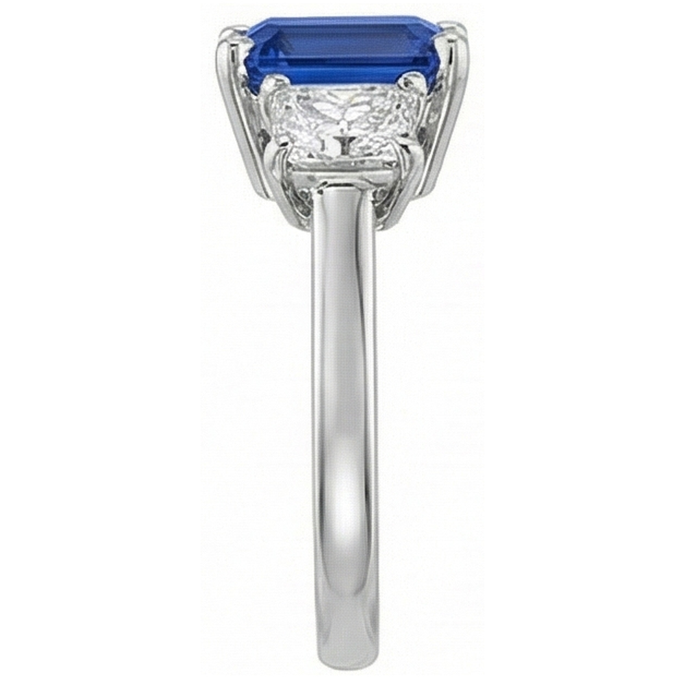 natural emerald sapphire 2.50ct ring profile view