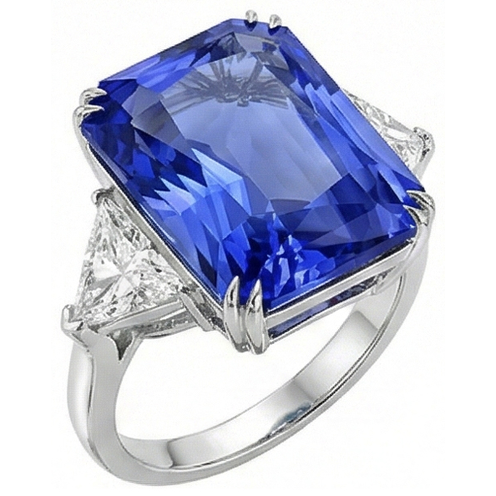 natural radiant sapphire 5.50ct ring front view