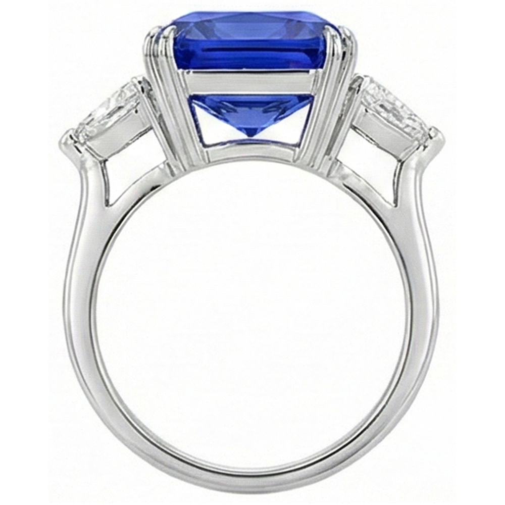 natural radiant sapphire 5.50ct ring profile view