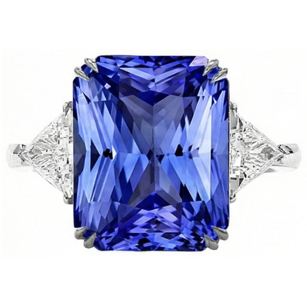 natural radiant sapphire 5.50ct ring side angle