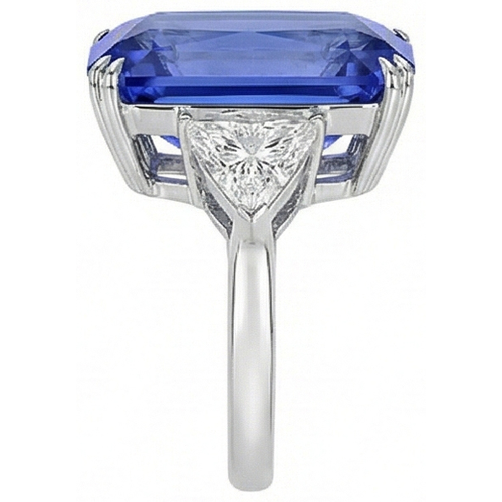 natural radiant sapphire 5.50ct ring top view