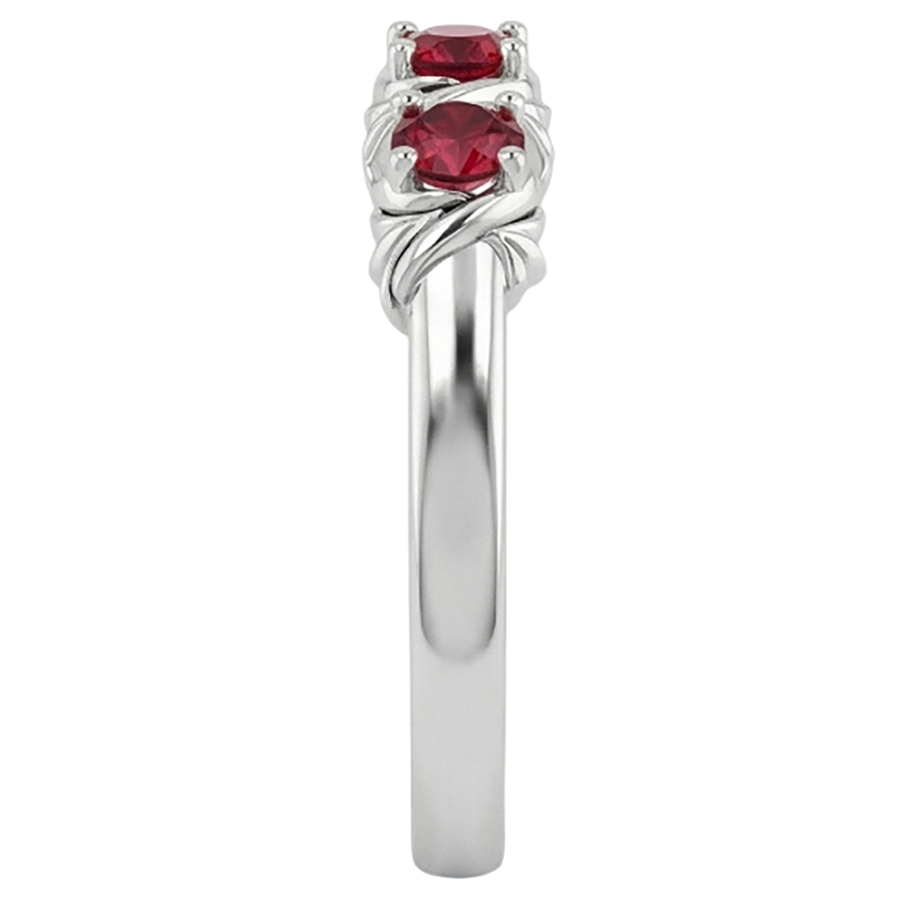 Three-Stone Ring 0.60 Carats Antique Style Ruby Women Jewelry