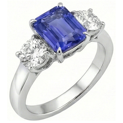 Natural Sapphire Ring 3ct - White Gold 14K