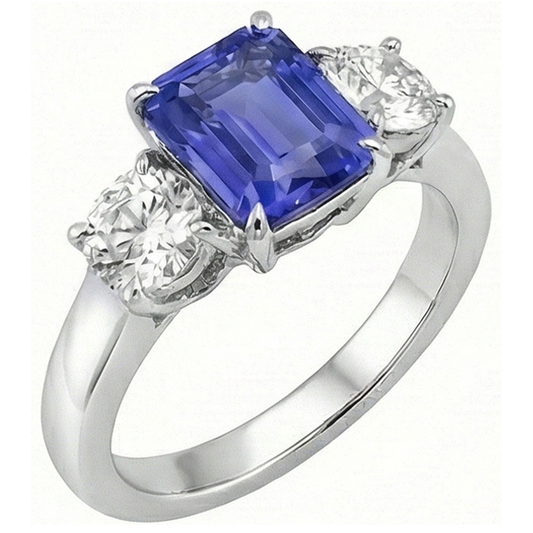 natural emerald sapphire 3ct ring front view