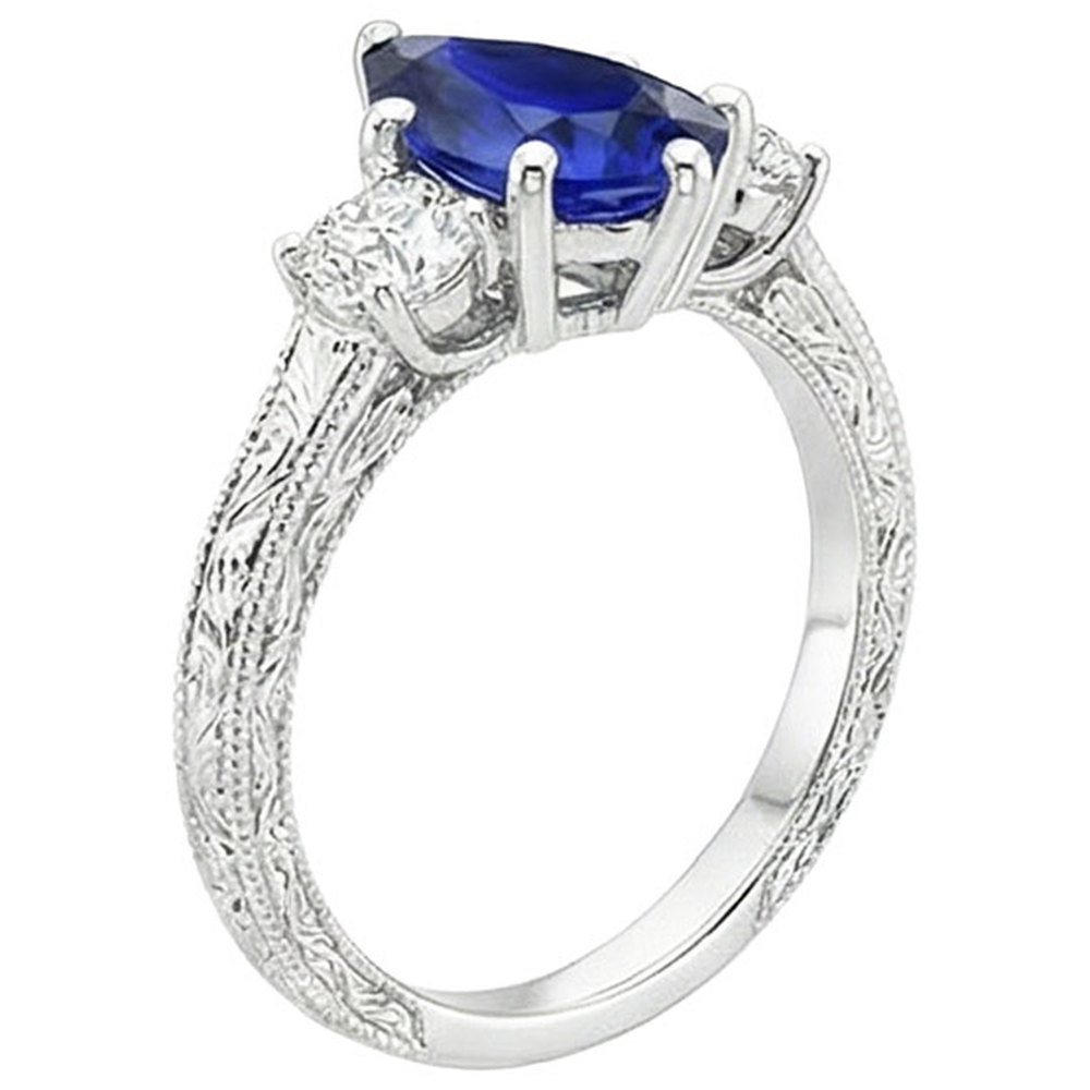 natural round sapphire 5ct ring top view