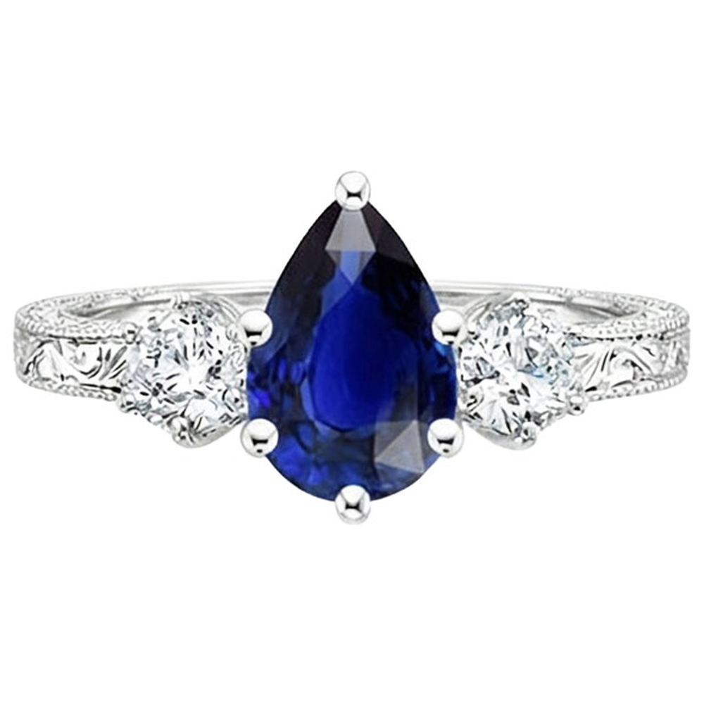 natural round sapphire 5ct ring profile view