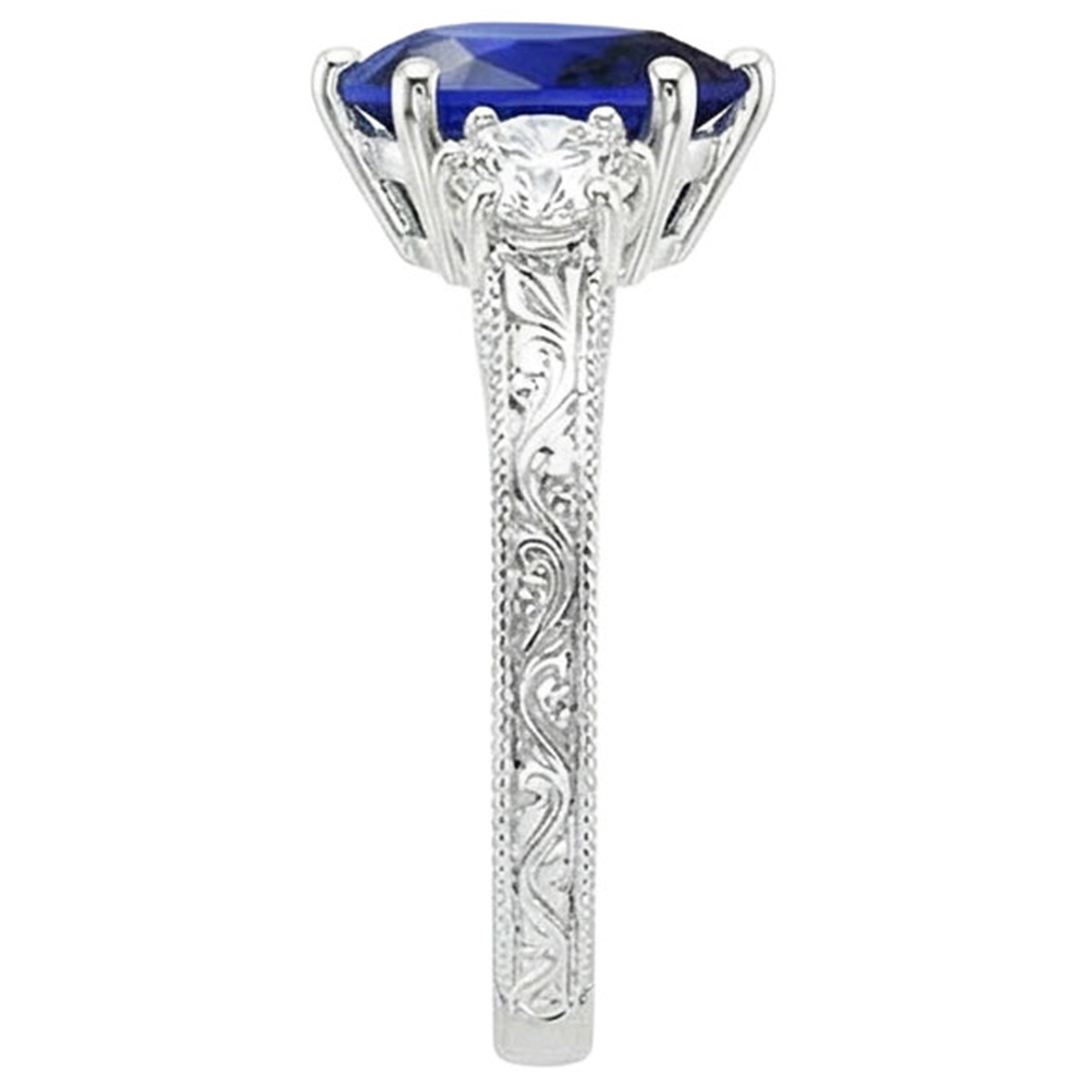 natural round sapphire 5ct ring on white background