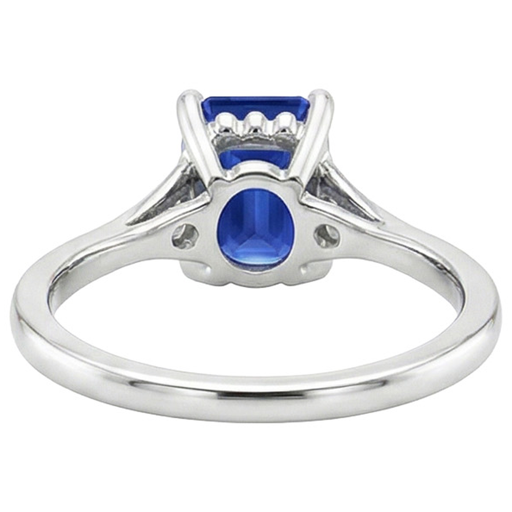 Three Stone Ring Emerald Sri Lankan Sapphire & Natural Earth Mined Diamond ( Not Lab Grown ) 3.50 Carats