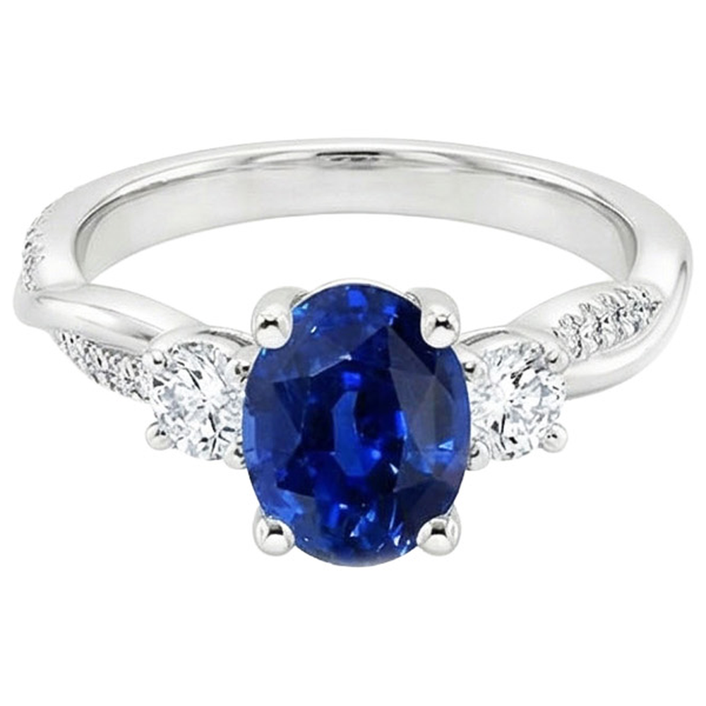 natural round sapphire 4ct ring top view