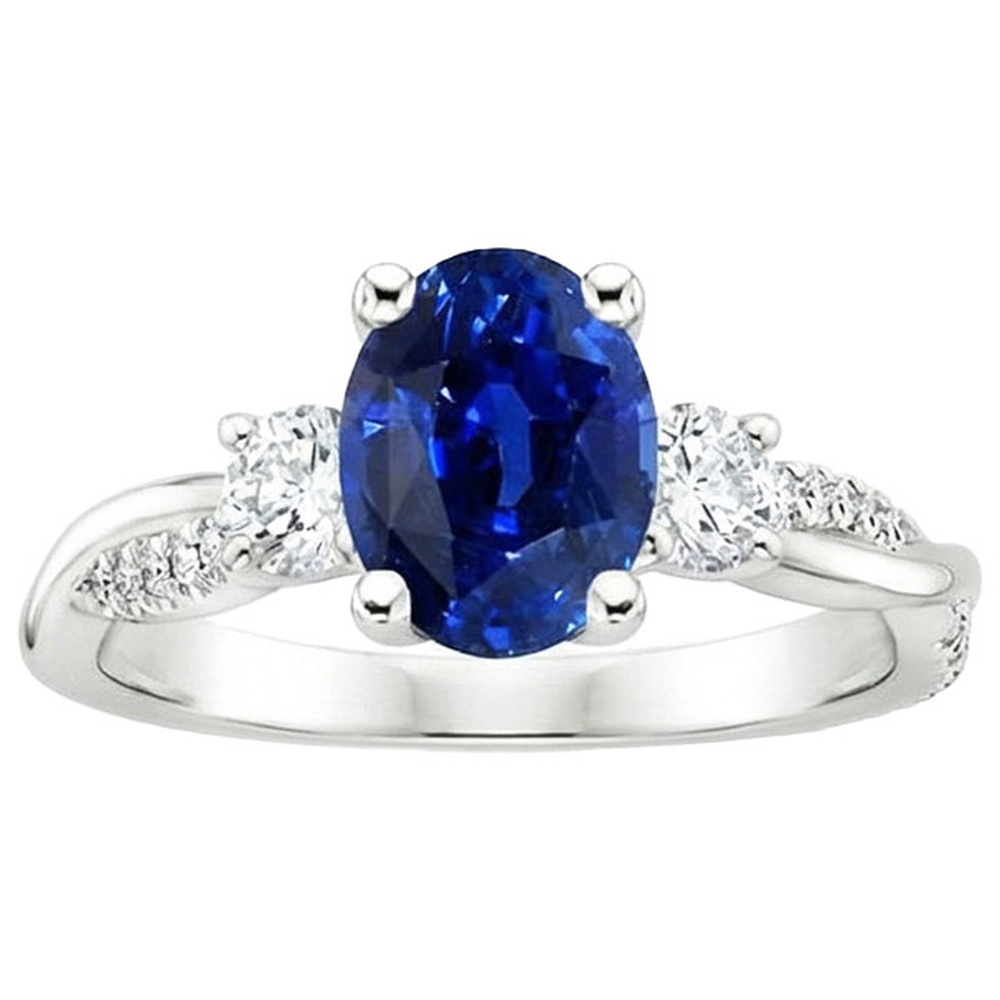 natural round sapphire 4ct ring profile view