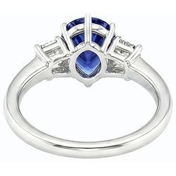 Three Stone Ring Pear SriLanka Sapphire 2 Carats & Emerald Natural Earth Mined Diamond ( Not Lab Grown )s