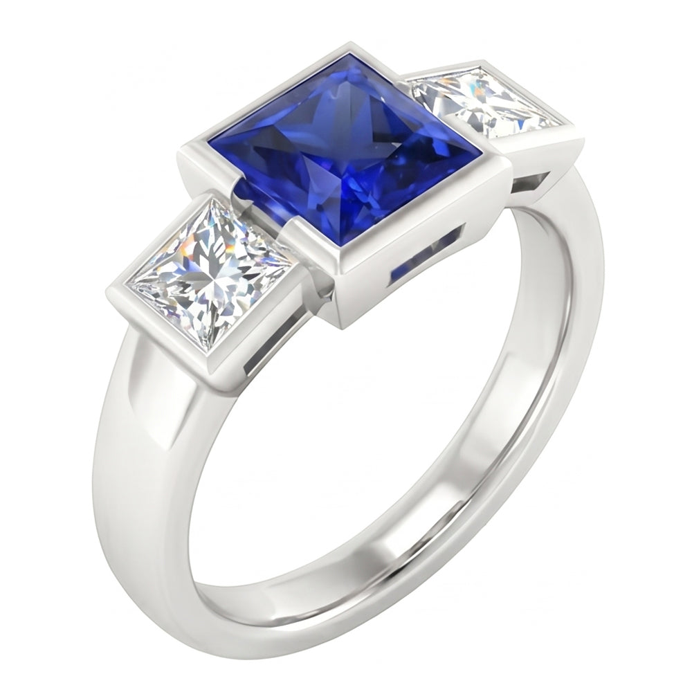 natural princess sapphire 2ct ring front view