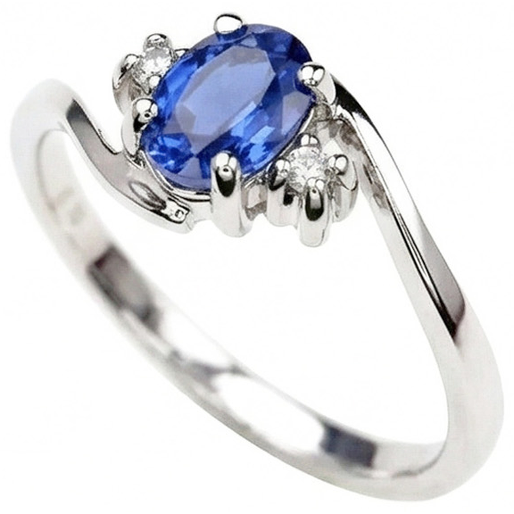 Three Stone Sri Lanka Sapphire With Natural Earth Mined Diamond ( Not Lab Grown ) s Ring 1.70 Ct Gold 14K
