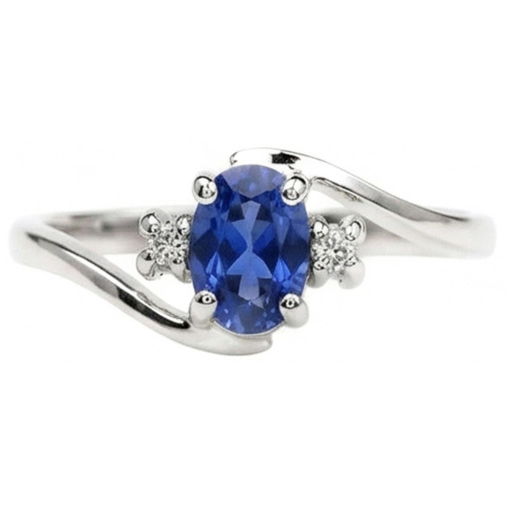 Three Stone Sri Lanka Sapphire With Natural Earth Mined Diamond ( Not Lab Grown ) s Ring 1.70 Ct Gold 14K