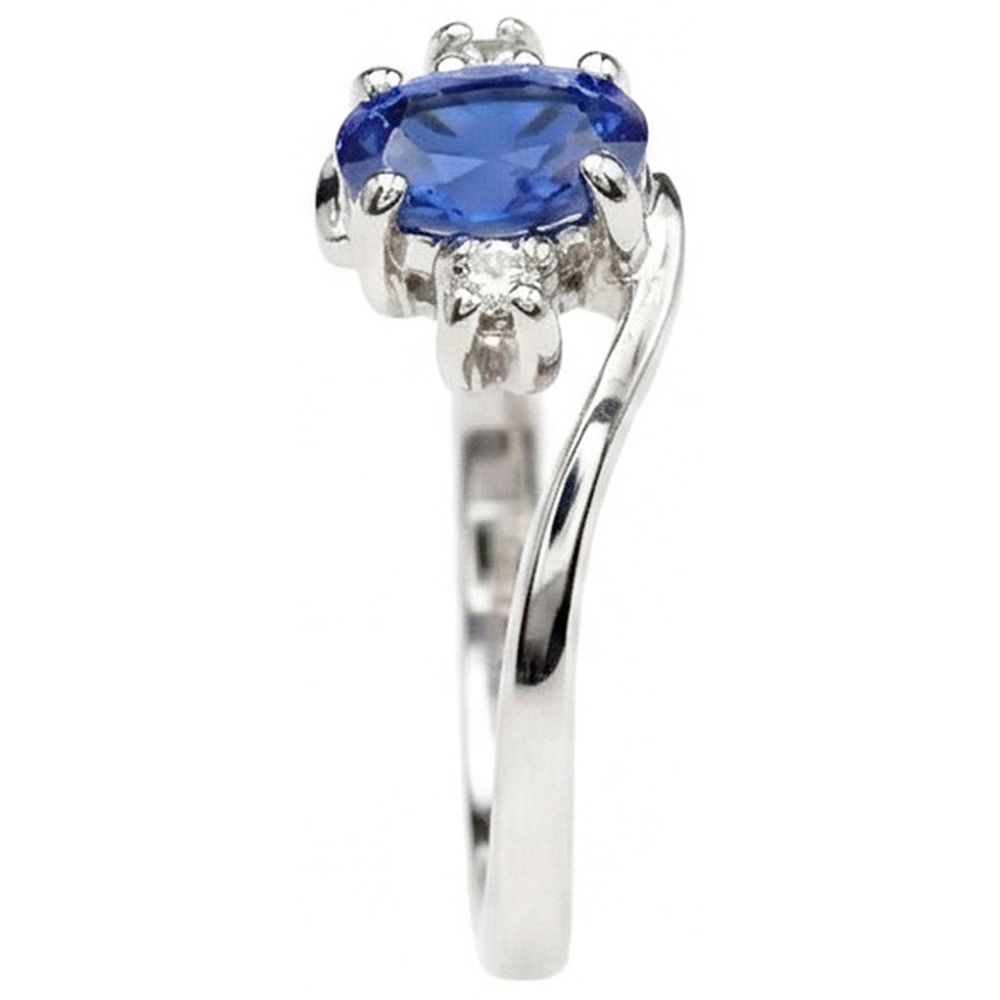 Three Stone Sri Lanka Sapphire With Natural Earth Mined Diamond ( Not Lab Grown ) s Ring 1.70 Ct Gold 14K