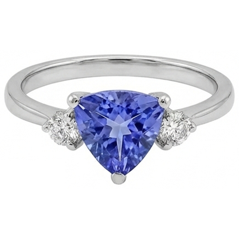 Three Stone Tanzanite And Round Natural Earth Mined Diamond ( Not Lab Grown ) s 4 Carats Gemstone Ring New