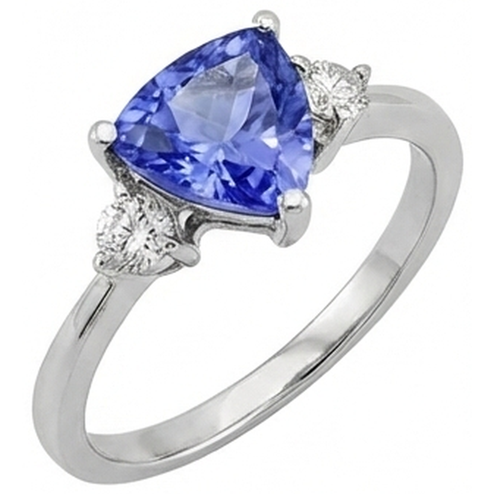 Three Stone Tanzanite And Round Natural Earth Mined Diamond ( Not Lab Grown ) s 4 Carats Gemstone Ring New