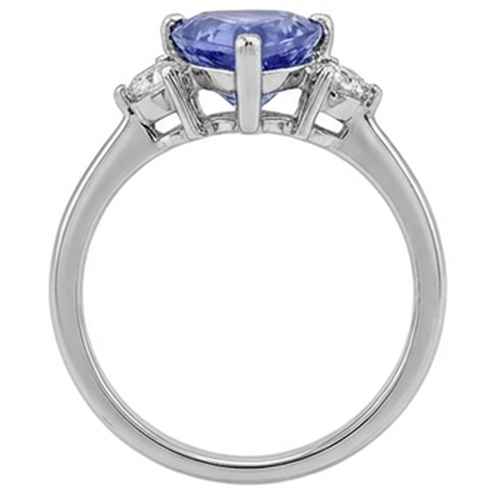 Three Stone Tanzanite And Round Natural Earth Mined Diamond ( Not Lab Grown ) s 4 Carats Gemstone Ring New