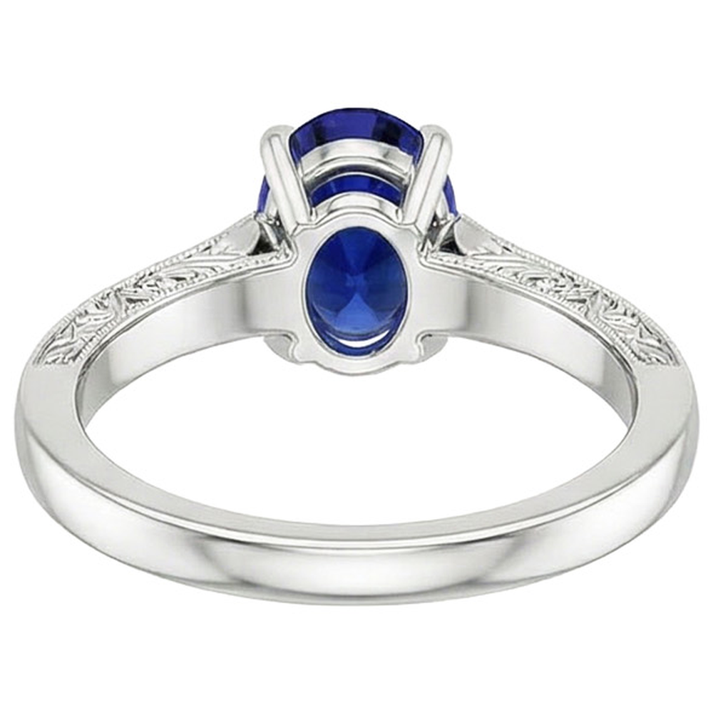 natural round sapphire 2.25ct ring top view