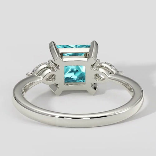 Three-Stone Cushion Paraiba Engagement Ring