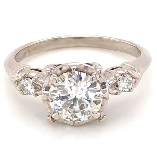 Three-Stone Engagement Ring 2.60 Carats Genuine Diamond 4 Prong Setting Women Jewelry
