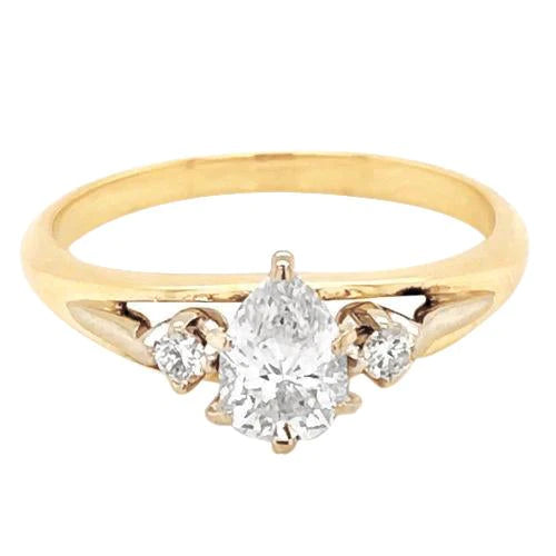 Three-Stone Natural Diamond Ring 1.50 Carats Prong Setting Yellow Gold 14K