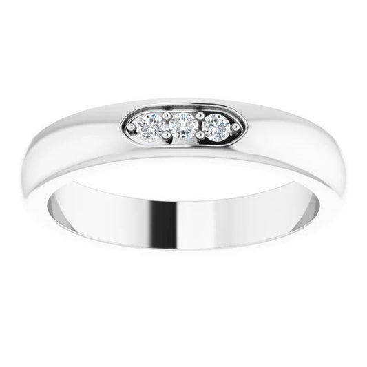 Three-Stone Real Diamond Men's Ring 0.50 Carats White Gold Jewelry New