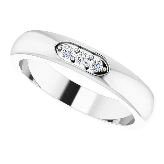 Three-Stone Real Diamond Men's Ring 0.50 Carats White Gold Jewelry New