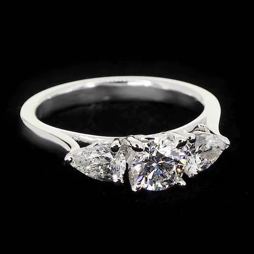 Three-Stone Real Diamond Ring 2 Carats Women 