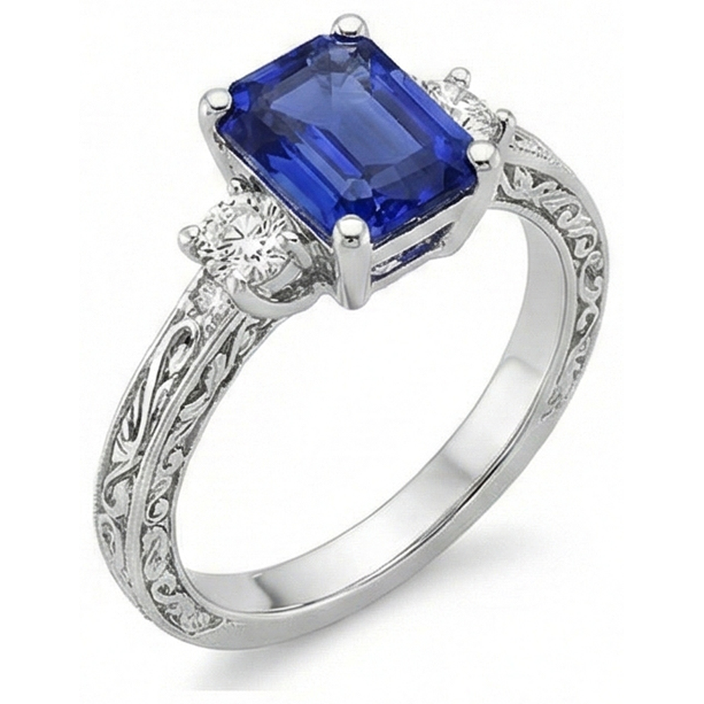 natural emerald sapphire 4.50ct ring close up detail