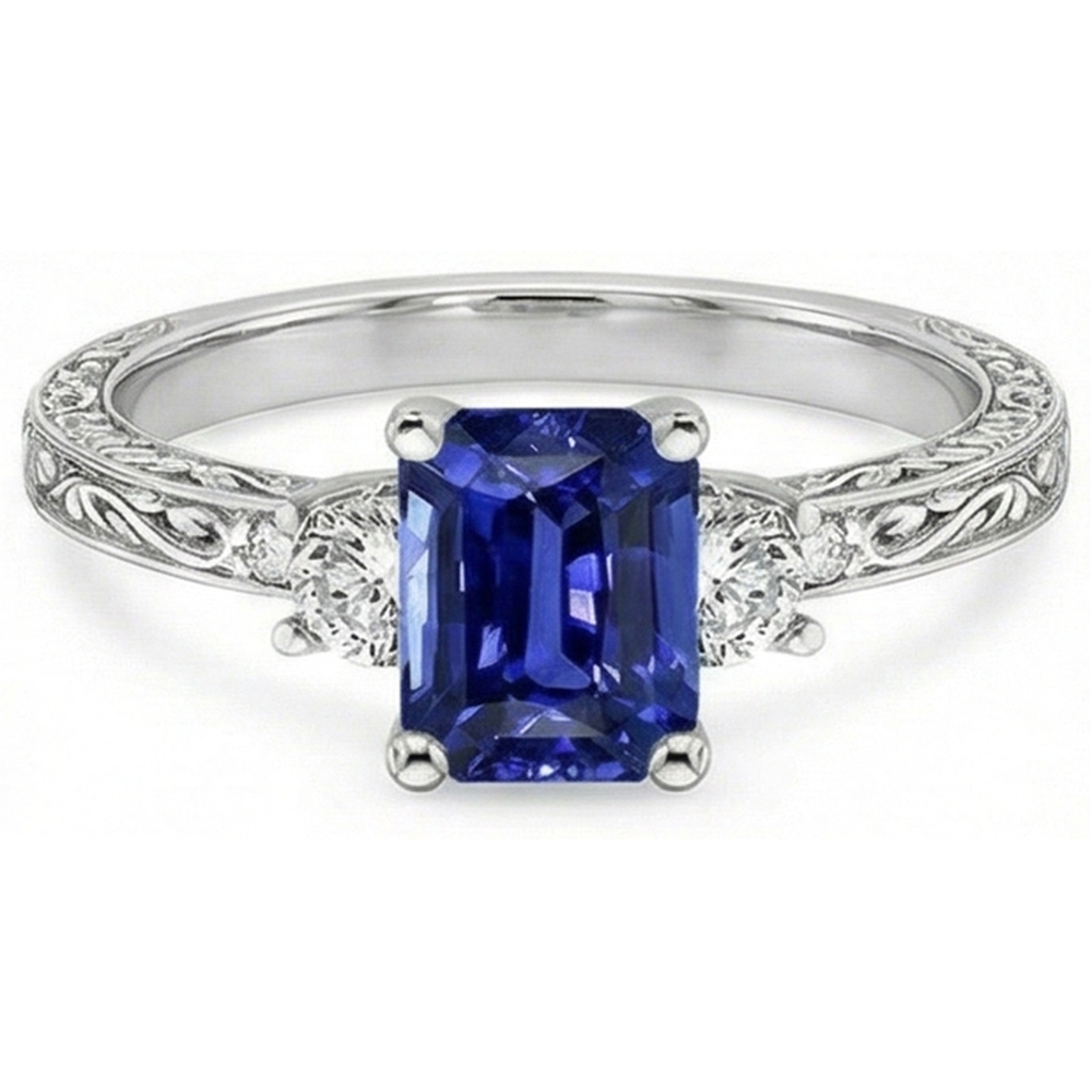 natural emerald sapphire 4.50ct ring profile view